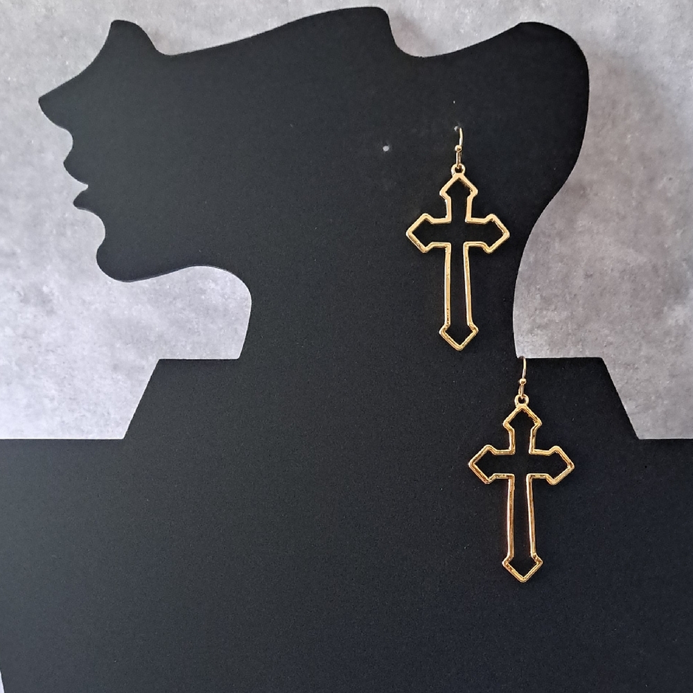 No Boundaries Gold Cross Earrings